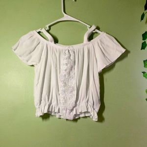 Girls Off The Shoulder Pretty White Blouse (Size: 14/L) (Brand: Amy Byer)